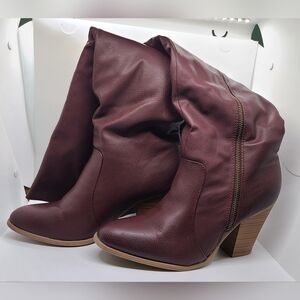 JustFab Burgundy Boots, Size 11
